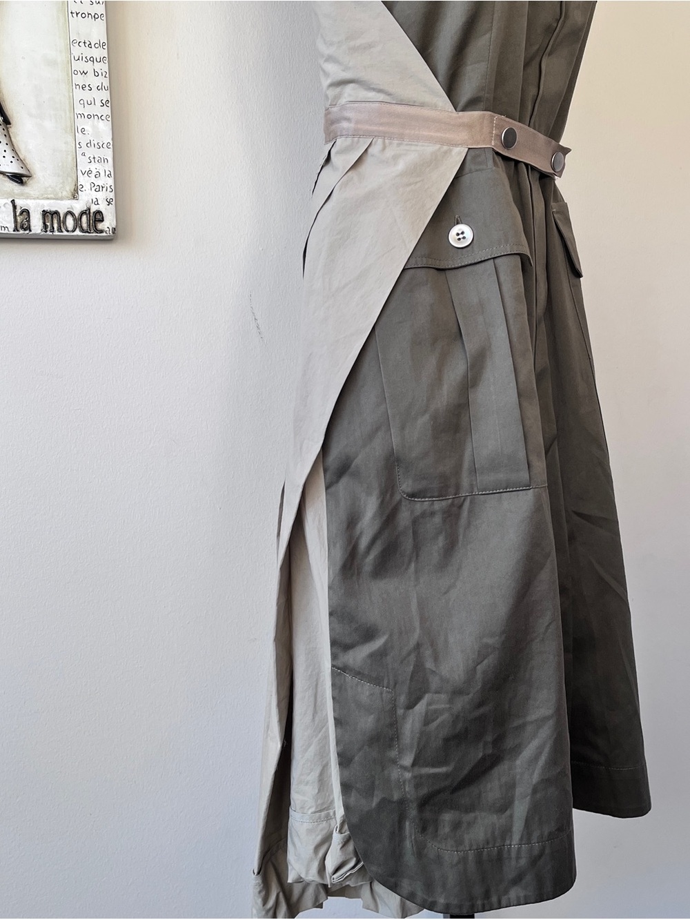 Sportmax Defilé Max Mara RTW Collection Olive Green Tan Sleeveless Dress Sz S - Picture 4 of 12